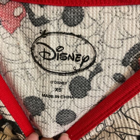 Disney Mickey Minnie Pajama Women’s XS Long Sleeve Thermal Set Top Bottoms - Picture 2 of 4